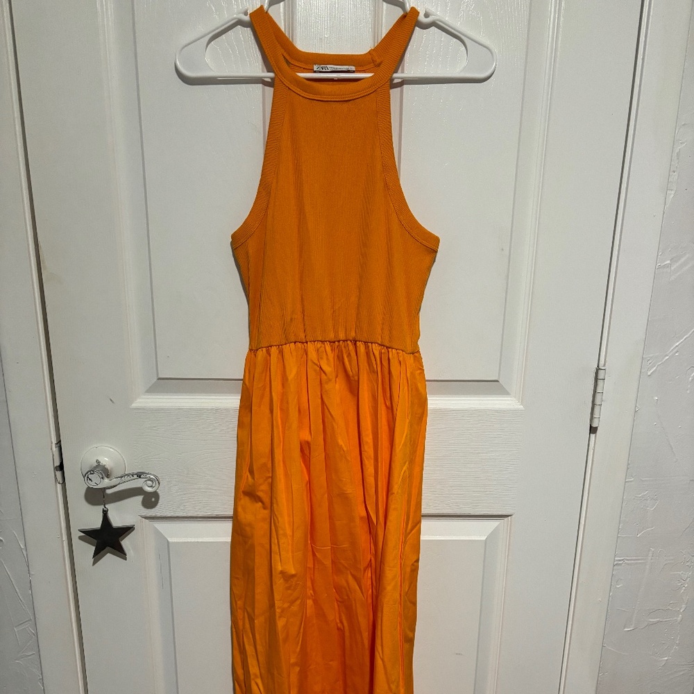 Zara orange long dress